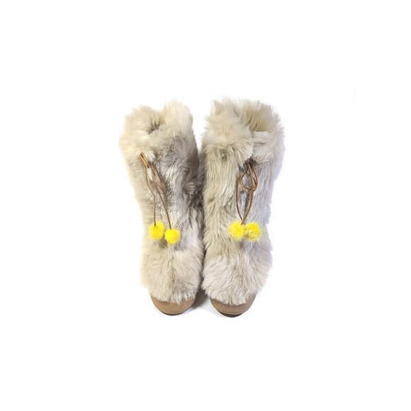 Kate Spade Yeti Boots Size 7 ITALIAN Womens 7 Boots Blonde Fur Snow Boots - Picture 2 of 7